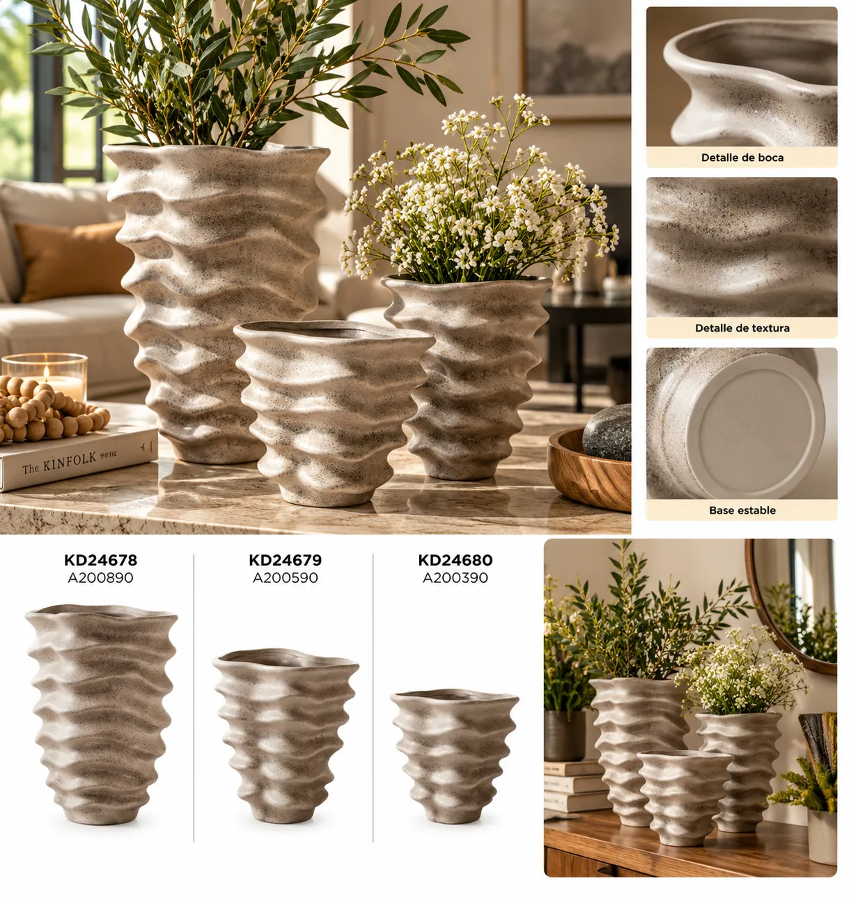 JARRONES DE CERAMICA ONDULADOS-COLECCION KD246 - imagen 2