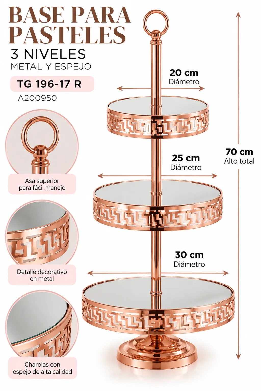 SET DE 3 BASES PARA PASTEL ROSE GOLD - imagen 5