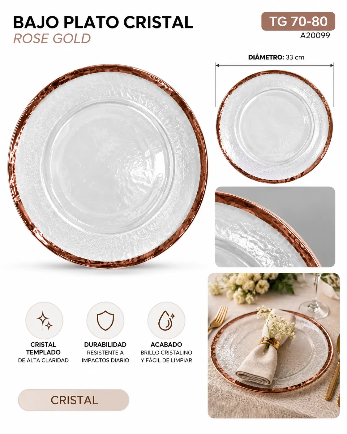 BAJO PLATO ROSE GOLD - imagen 4